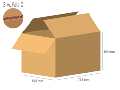 Karton 795x595x490 - mit Klappen (FEFCO 201) - 1-wellig (3-Schicht)