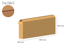 Karton 800x100x300 - mit Klappen (FEFCO 201) - 1-wellig (3-Schicht)