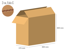 Karton 800x370x600 - mit Klappen (FEFCO 201) - 1-wellig (3-Schicht)