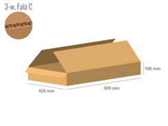 Karton 800x420x100 - mit Klappen (FEFCO 201) - 1-wellig (3-Schicht)