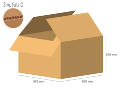 Karton 800x800x500 - mit Klappen (FEFCO 201) - 1-wellig (3-Schicht)