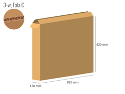 Karton 820x120x620 - mit Klappen (FEFCO 201) - 1-wellig (3-Schicht)