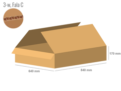 Karton 840x640x170 - mit Klappen (FEFCO 201) - 1-wellig (3-Schicht)