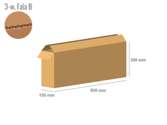 Karton 850x150x300 - mit Klappen (FEFCO 201) - 1-wellig (3-Schicht)