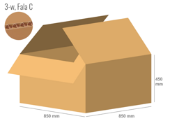 Karton 850x850x450 - mit Klappen (FEFCO 201) - 1-wellig (3-Schicht)