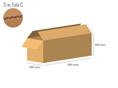 Karton 900x300x300 - mit Klappen (FEFCO 201) - 1-wellig (3-Schicht)