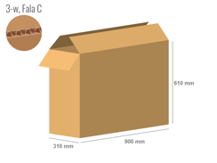 Karton 900x310x610 - mit Klappen (FEFCO 201) - 1-wellig (3-Schicht)