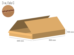 Karton 900x640x100 - mit Klappen (FEFCO 201) - 1-wellig (3-Schicht)