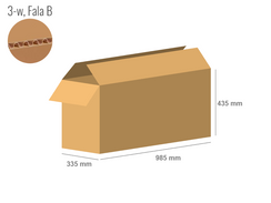 Karton 985x335x435 - mit Klappen (FEFCO 201) - 1-wellig (3-Schicht)