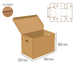 Pudełko fason transportowe z tektury 3W 480x320x360 mm