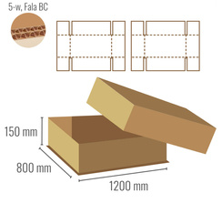 Pudełko z tektury 5-warstwowej 1200x800x150 - Fefco 300