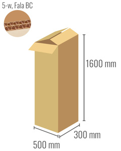 Pudełko z tektury 5-warstwowej 500x300x1600 - Klapowe Fefco 201