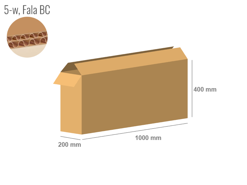 Karton 1000x200x400 - mit Klappen (FEFCO 201) - 2-wellig (5-Schicht)