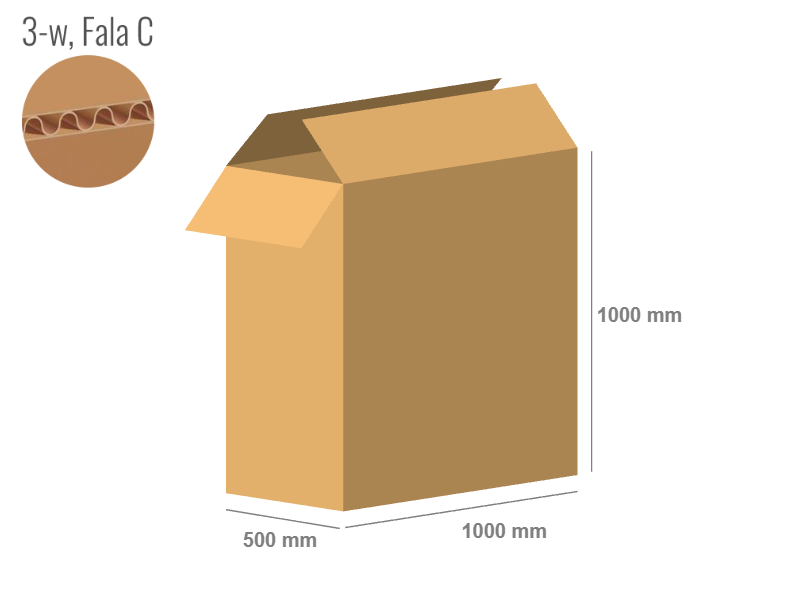 Karton 1000x500x1000 - mit Klappen (FEFCO 201) - 1-wellig (3-Schicht)