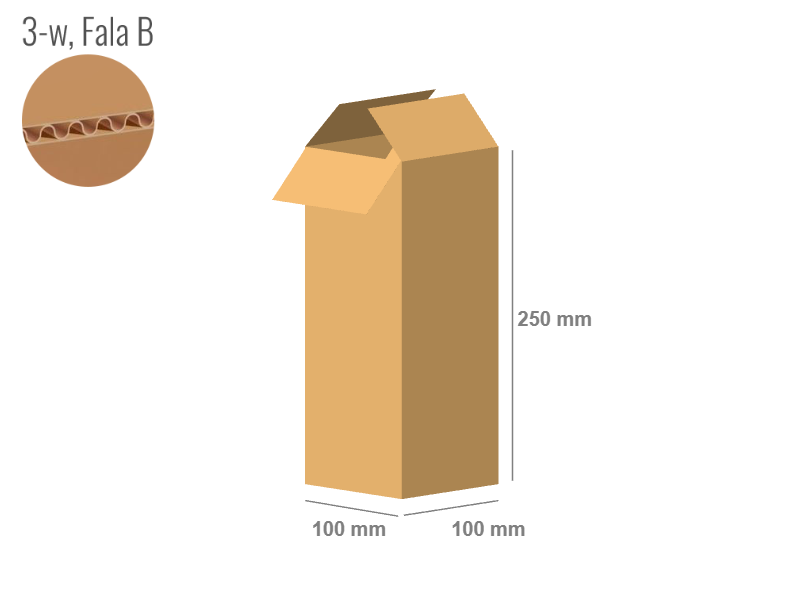 Karton 100x100x250 - mit Klappen (FEFCO 201) - 1-wellig (3-Schicht)