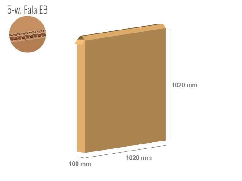 Karton 1020x100x1020 - mit Klappen (FEFCO 201) - 2-wellig (5-Schicht)