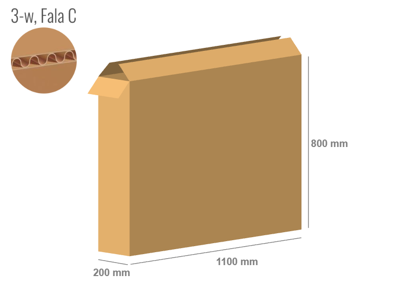 Karton 1100x200x800 - mit Klappen (FEFCO 201) - 1-wellig (3-Schicht)