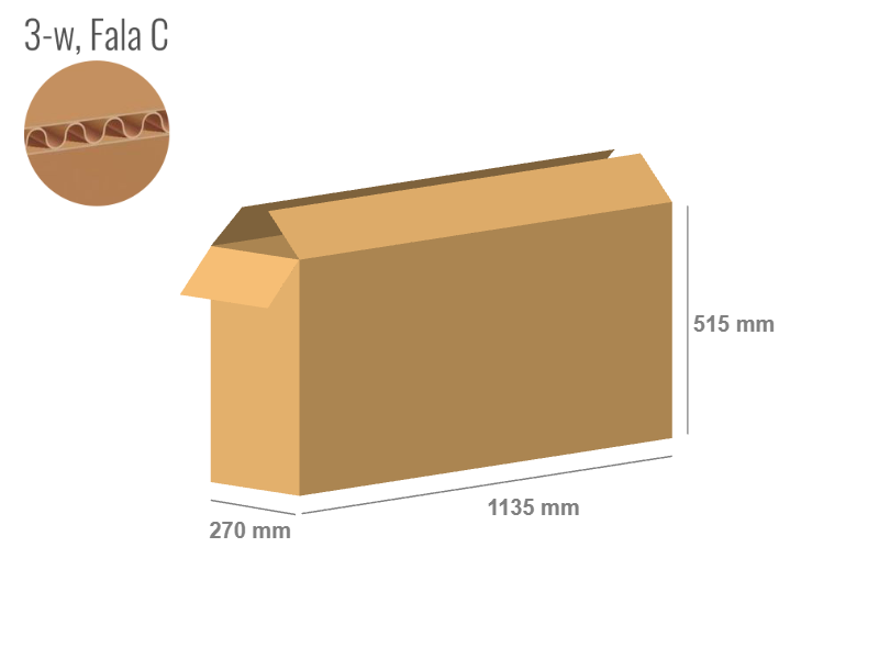 Karton 1135x270x515 - mit Klappen (FEFCO 201) - 1-wellig (3-Schicht)