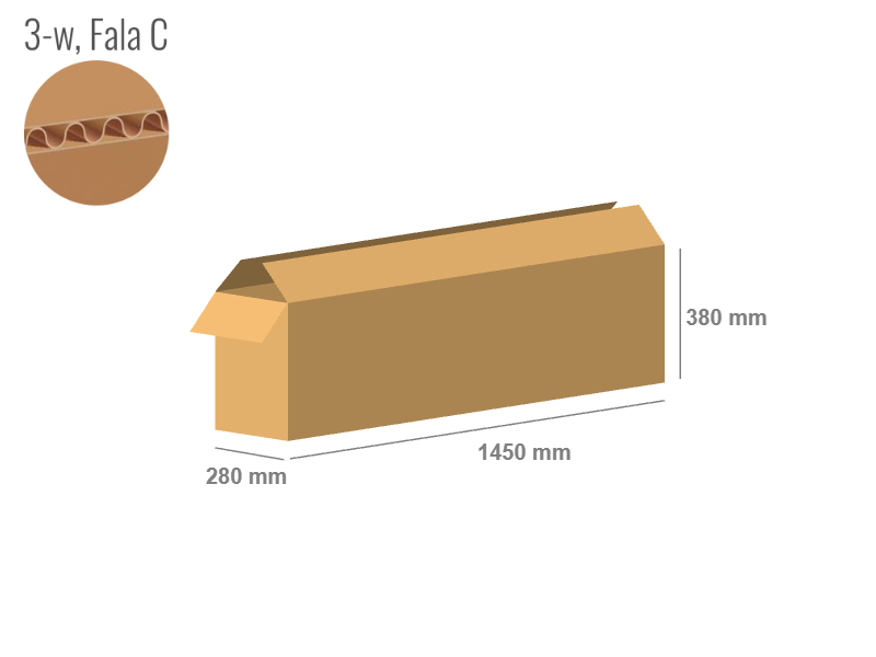 Karton 1450x280x380 - mit Klappen (FEFCO 201) - 1-wellig (3-Schicht)