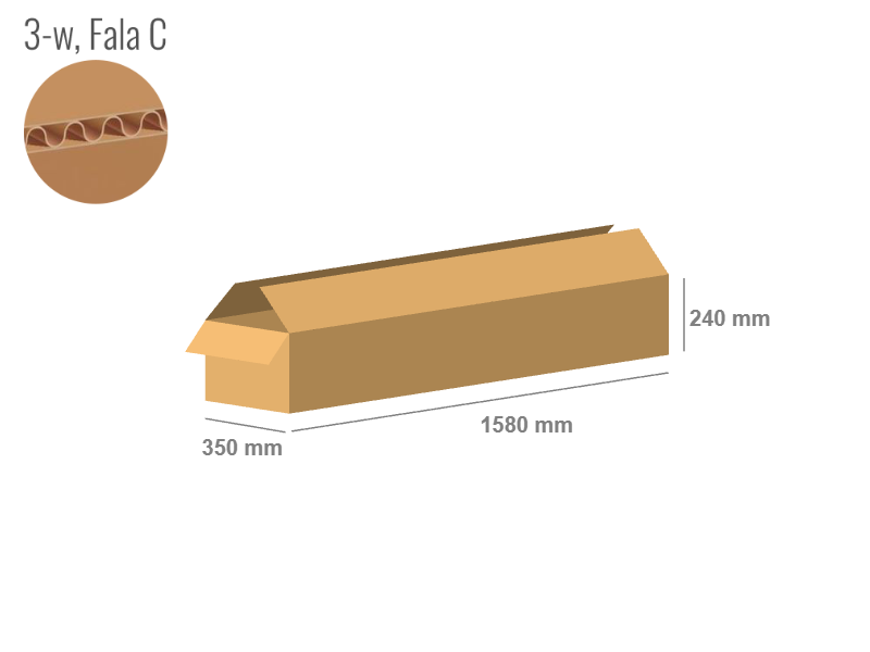 Karton 1580x350x240 - mit Klappen (FEFCO 201) - 1-wellig (3-Schicht)