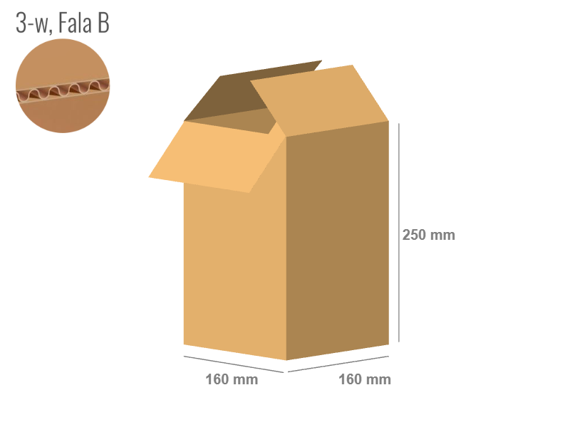 Karton 160x160x250 - mit Klappen (FEFCO 201) - 1-wellig (3-Schicht)