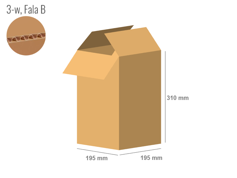 Karton 195x195x310 - mit Klappen (FEFCO 201) - 1-wellig (3-Schicht)