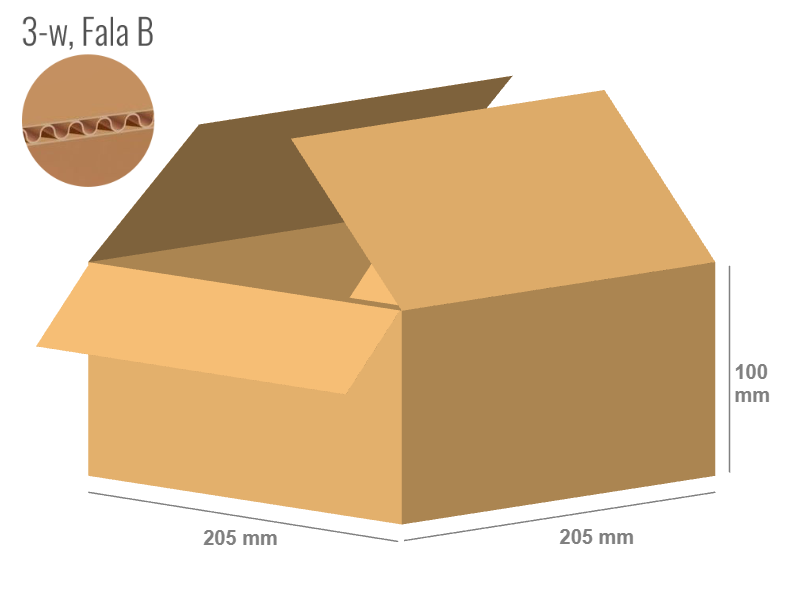 Karton 205x205x100 - mit Klappen (FEFCO 201) - 1-wellig (3-Schicht)