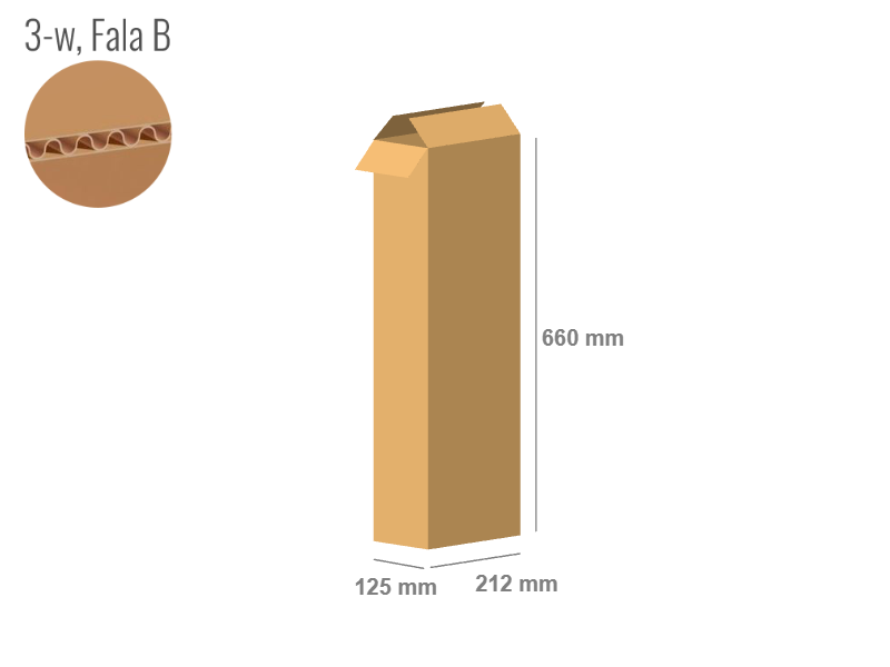 Karton 212x125x660 - mit Klappen (FEFCO 201) - 1-wellig (3-Schicht)