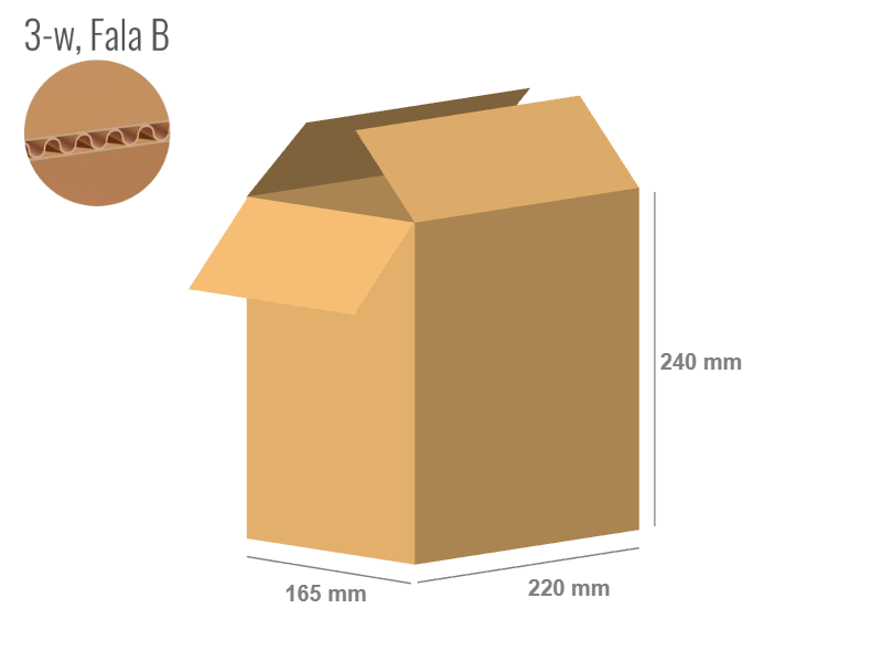 Karton 220x165x240 - mit Klappen (FEFCO 201) - 1-wellig (3-Schicht)