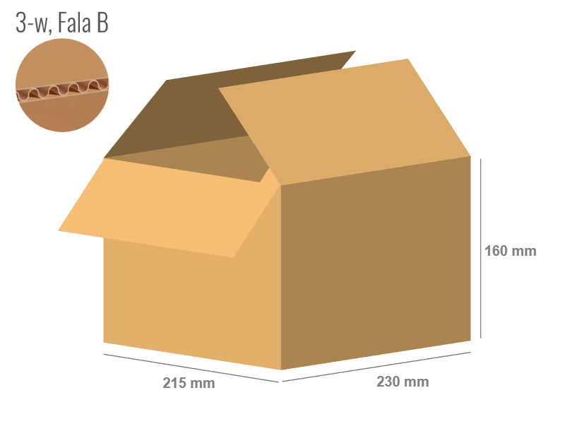 Karton 230x215x160 - mit Klappen (FEFCO 201) - 1-wellig (3-Schicht)