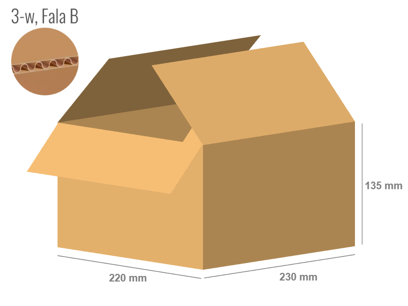 Karton 230x220x135 - mit Klappen (FEFCO 201) - 1-wellig (3-Schicht)