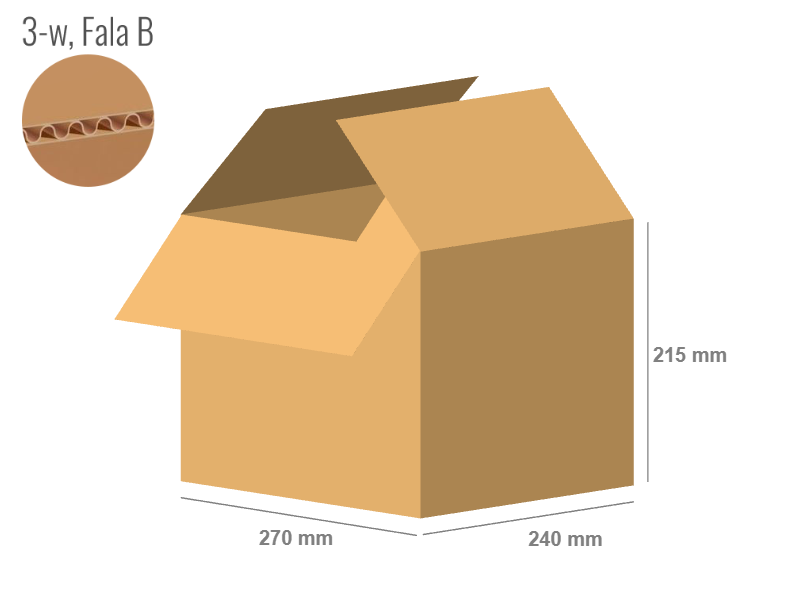 Karton 240x270x215 - mit Klappen (FEFCO 201) - 1-wellig (3-Schicht)