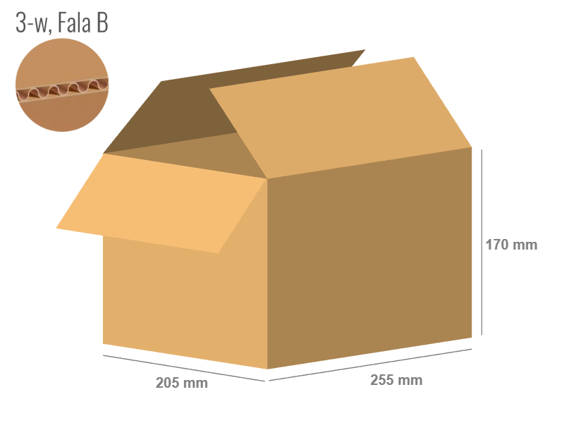 Karton 255x205x170 - mit Klappen (FEFCO 201) - 1-wellig (3-Schicht)