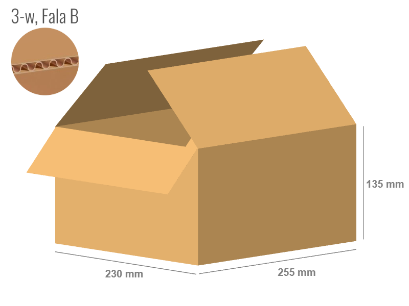 Karton 255x230x135 - mit Klappen (FEFCO 201) - 1-wellig (3-Schicht)