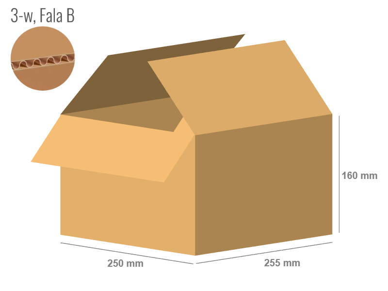 Karton 255x250x160 - mit Klappen (FEFCO 201) - 1-wellig (3-Schicht)