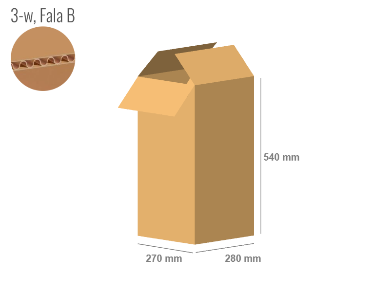 Karton 280x270x540 - mit Klappen (FEFCO 201) - 1-wellig (3-Schicht)