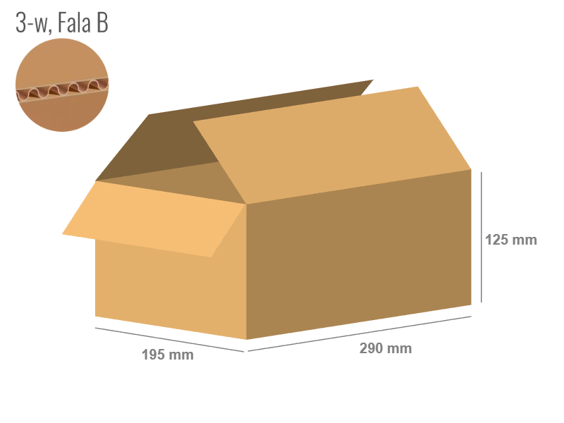 Karton 290x195x125 - mit Klappen (FEFCO 201) - 1-wellig (3-Schicht)