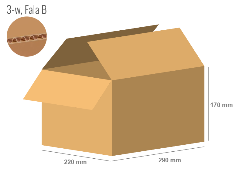 Karton 290x220x170 - mit Klappen (FEFCO 201) - 1-wellig (3-Schicht)