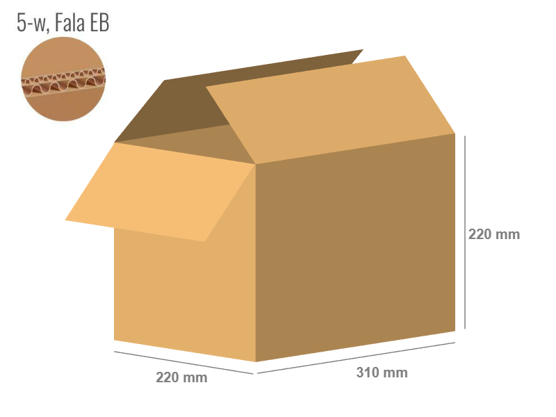 Karton 310x220x220 - mit Klappen (FEFCO 201) - 2-wellig (5-Schicht)