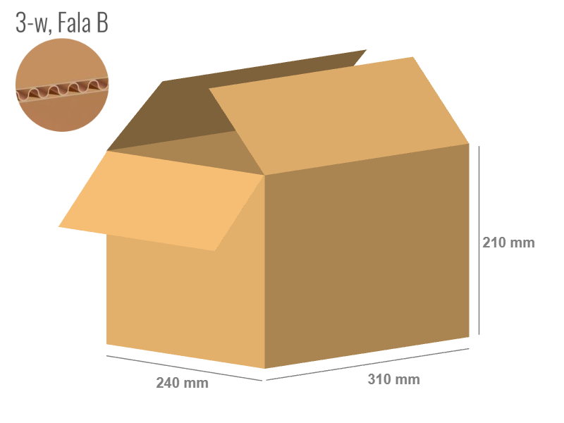 Karton 310x240x210 - mit Klappen (FEFCO 201) - 1-wellig (3-Schicht)