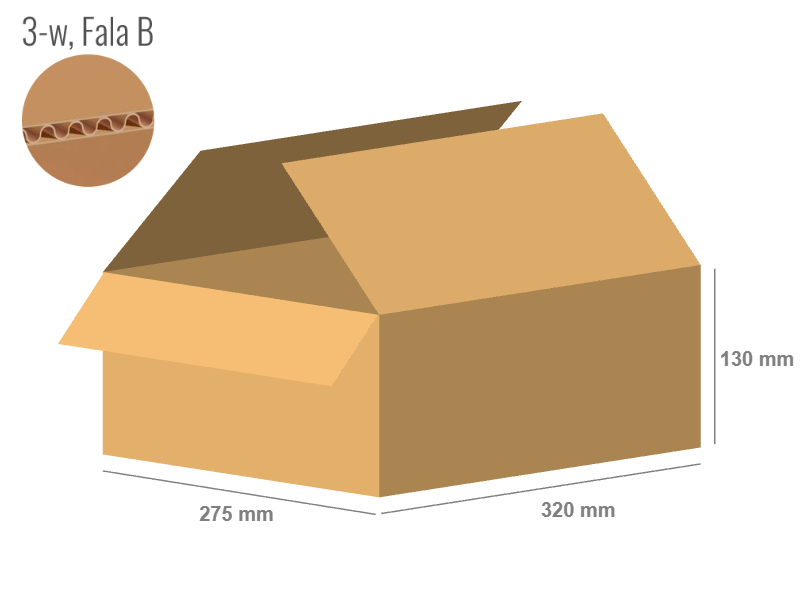 Karton 320x275x130 - mit Klappen (FEFCO 201) - 1-wellig (3-Schicht)