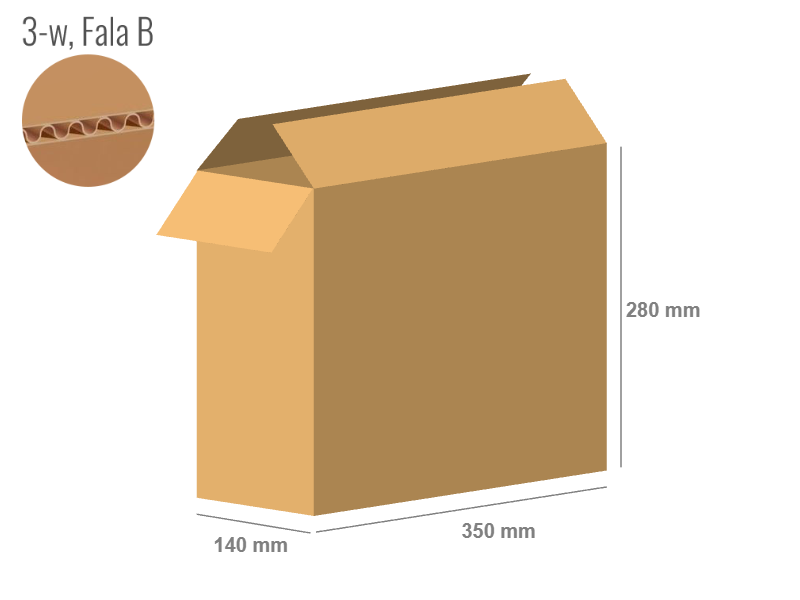 Karton 350x140x280 - mit Klappen (FEFCO 201) - 1-wellig (3-Schicht)