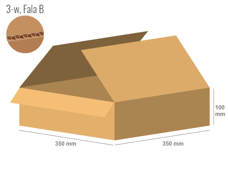 Karton 350x350x100 - mit Klappen (FEFCO 201) - 1-wellig (3-Schicht)