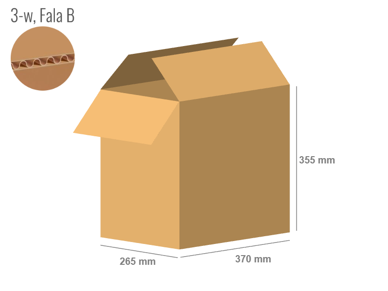 Karton 370x265x355 - mit Klappen (FEFCO 201) - 1-wellig (3-Schicht)