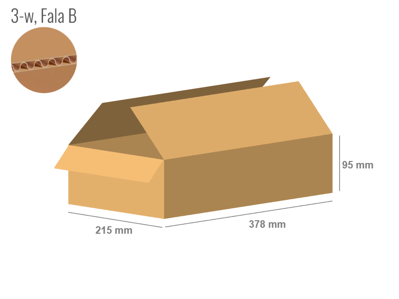 Karton 378x215x95 - mit Klappen (FEFCO 201) - 1-wellig (3-Schicht)