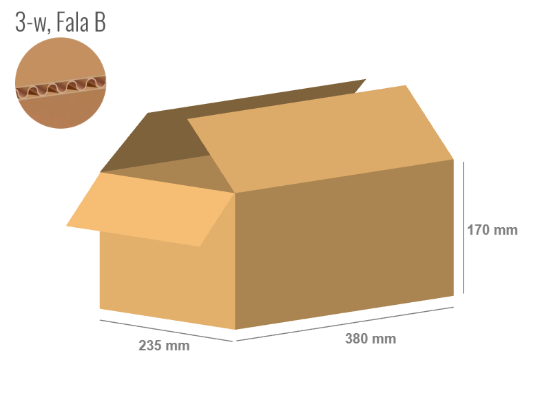 Karton 380x235x170 - mit Klappen (FEFCO 201) - 1-wellig (3-Schicht)