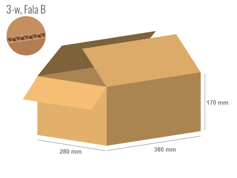 Karton 380x280x170 - mit Klappen (FEFCO 201) - 1-wellig (3-Schicht)