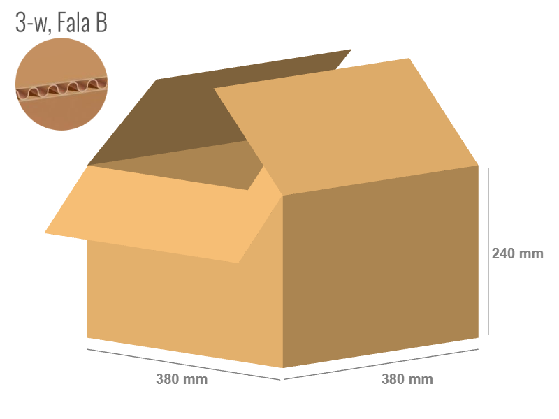 Karton 380x380x240 - mit Klappen (FEFCO 201) - 1-wellig (3-Schicht)