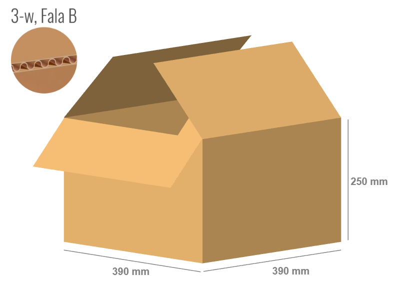 Karton 390x390x250 - mit Klappen (FEFCO 201) - 1-wellig (3-Schicht)