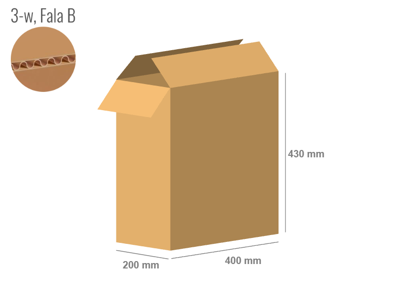 Karton 400x200x430 - mit Klappen (FEFCO 201) - 1-wellig (3-Schicht)